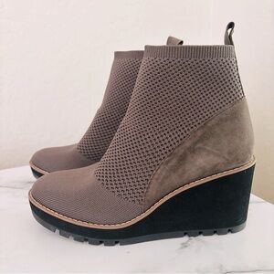 NEW Eileen Fisher Quill Platform Knit Wedge Bootie - Rye Brown - 8.5 M
